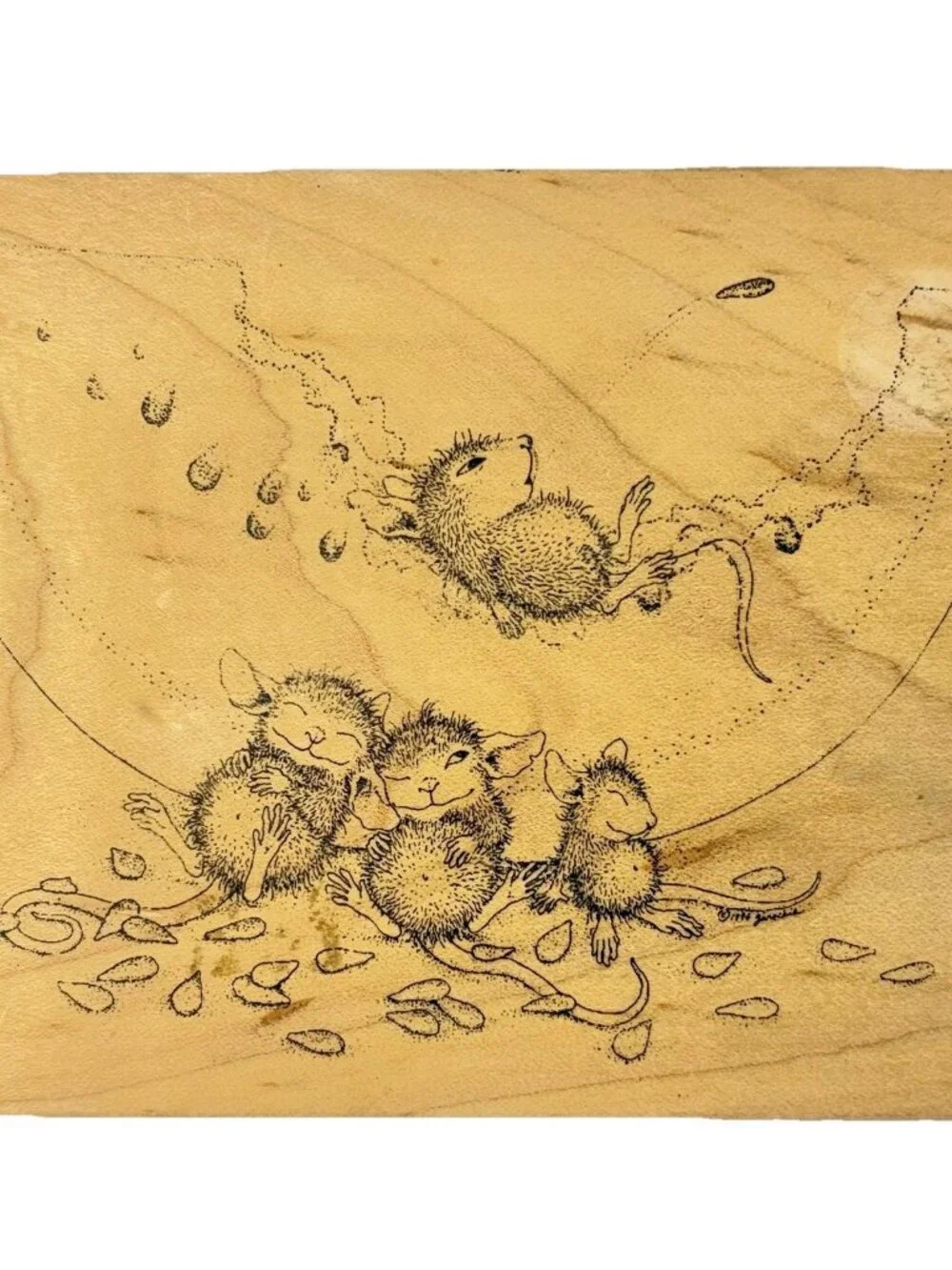 House Mouse Rubber Stamp Watermelon Mellow Melon Vintage 1998 Stampa Rosa